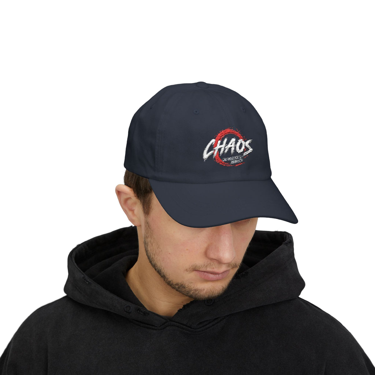 Chaos Dad Cap – Vintage Brushstroke Logo Baseball Hat Printify