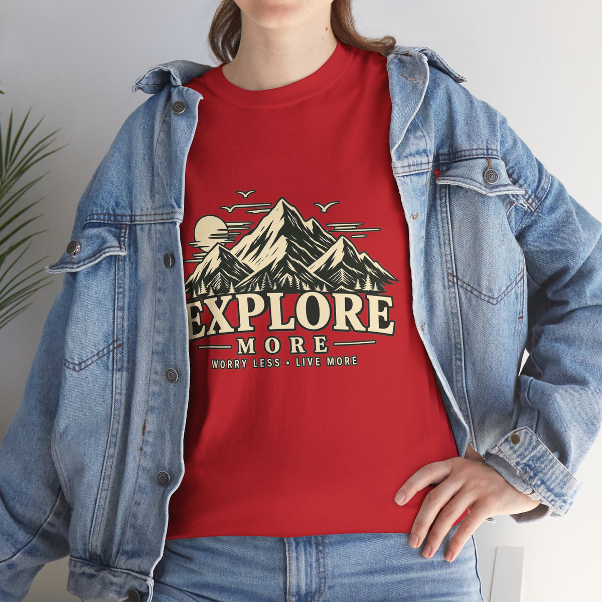 Explore More Mountain T-Shirt — Adventure Outdoors Tee ("Explore More" Design) Printify