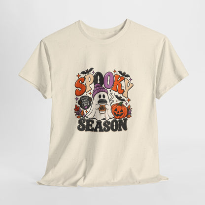 Spooky Season Halloween T-Shirt — Cute Ghost, Pumpkin & Bat Graphic Tee Printify