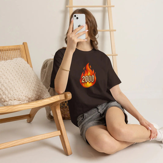 2000 Flame Graphic Tee — Retro Y2K Flame Shirt Printify