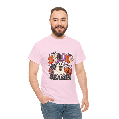 Spooky Season Halloween T-Shirt — Cute Ghost, Pumpkin & Bat Graphic Tee Printify