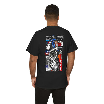 Racing Wheels Tee — Motorsport Logo Graphic T-Shirt Printify