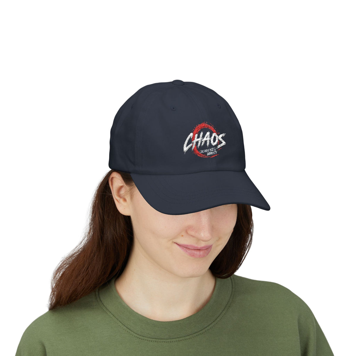 Chaos Dad Cap – Vintage Brushstroke Logo Baseball Hat Printify