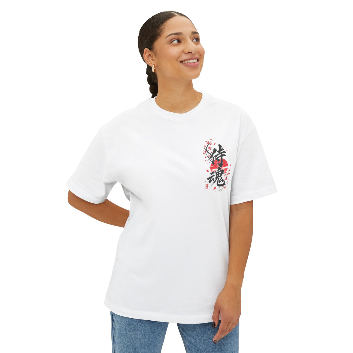 Samurai Spirit Tee — Japanese Calligraphy Chest Print Printify