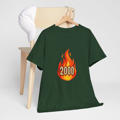 2000 Flame Graphic Tee — Retro Y2K Flame Shirt Printify