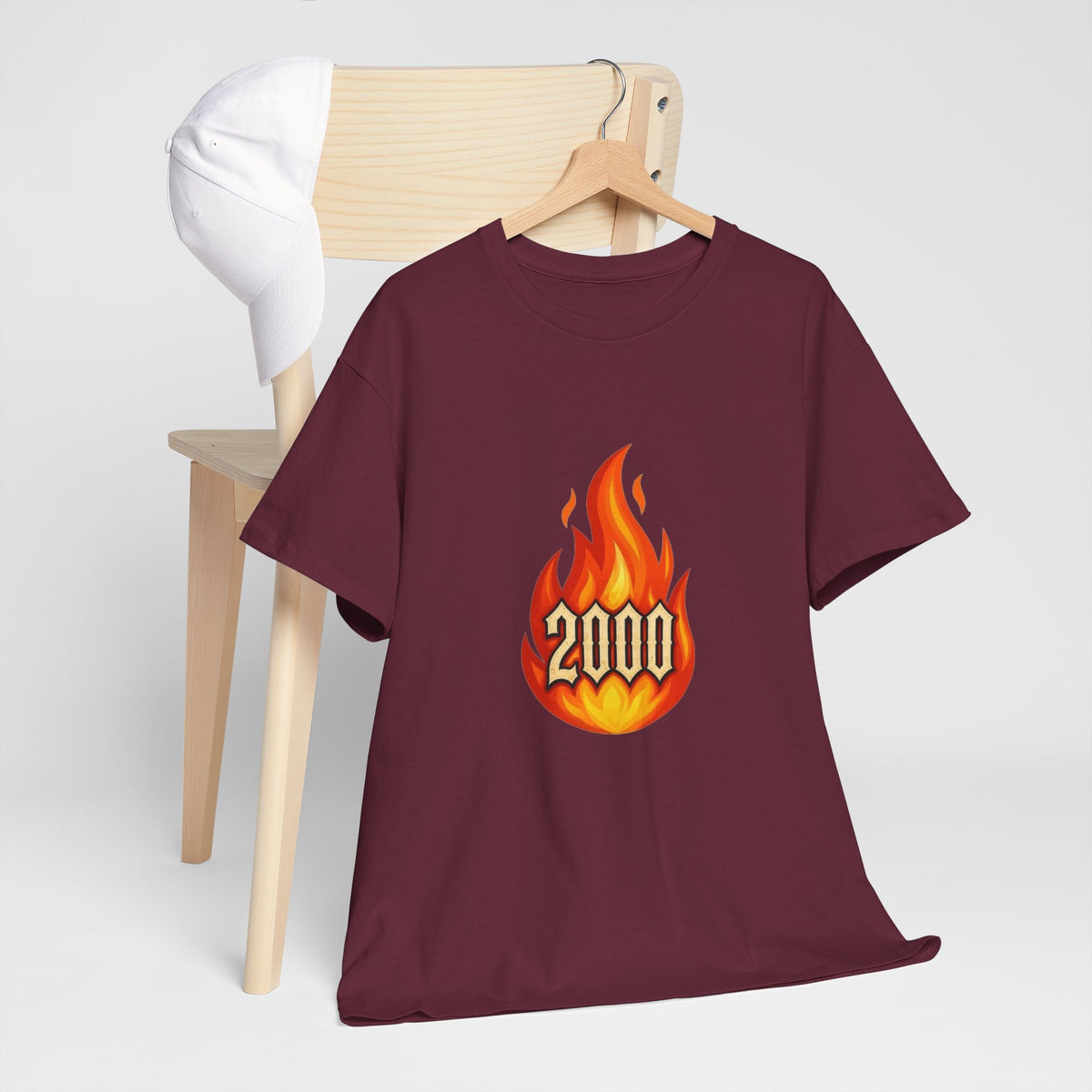2000 Flame Graphic Tee — Retro Y2K Flame Shirt Printify