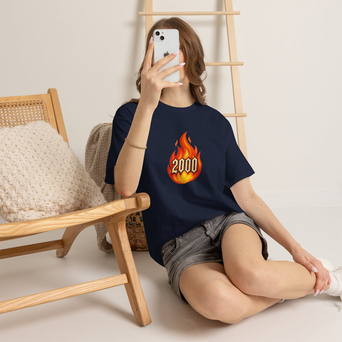 2000 Flame Graphic Tee — Retro Y2K Flame Shirt Printify