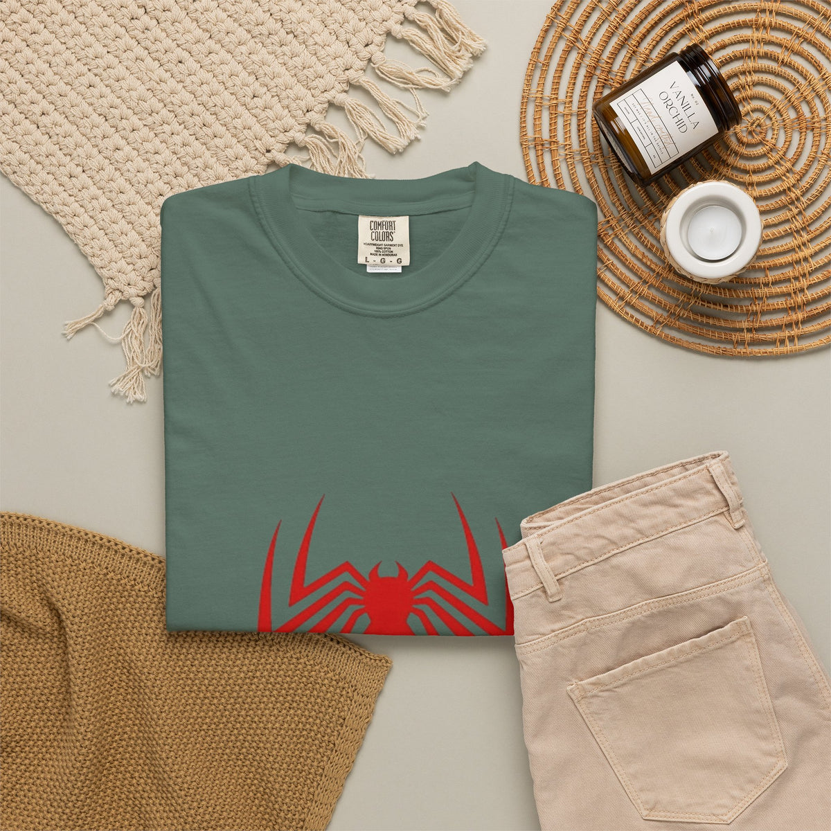 Spider Emblem T‑Shirt — Red Arachnid Graphic Tee Printify