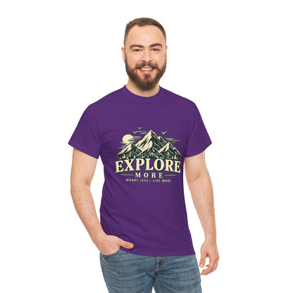 Explore More Mountain T-Shirt — Adventure Outdoors Tee ("Explore More" Design) Printify