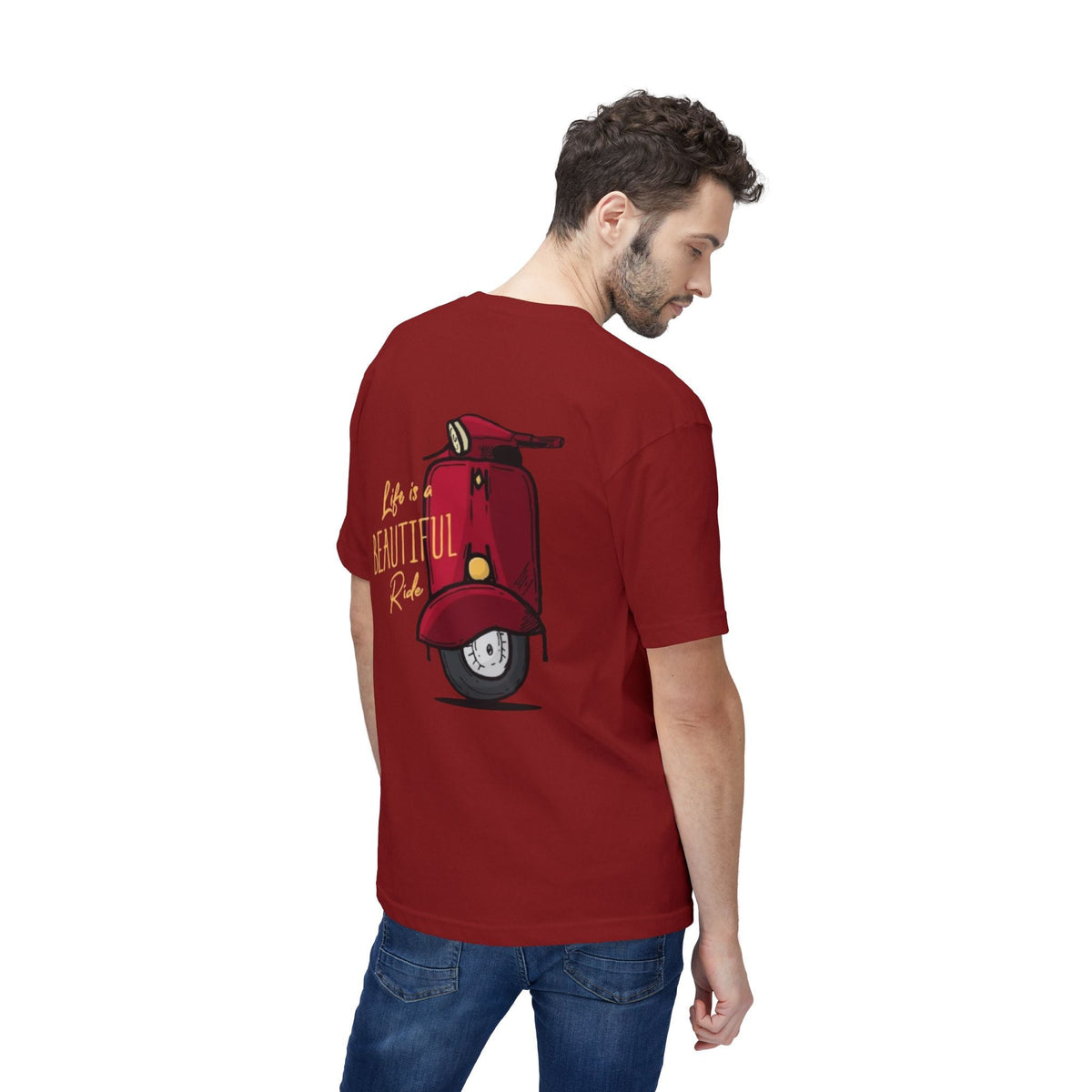 Life Is a Beautiful Ride Scooter T-Shirt — Vintage Red Vespa Graphic Tee Printify