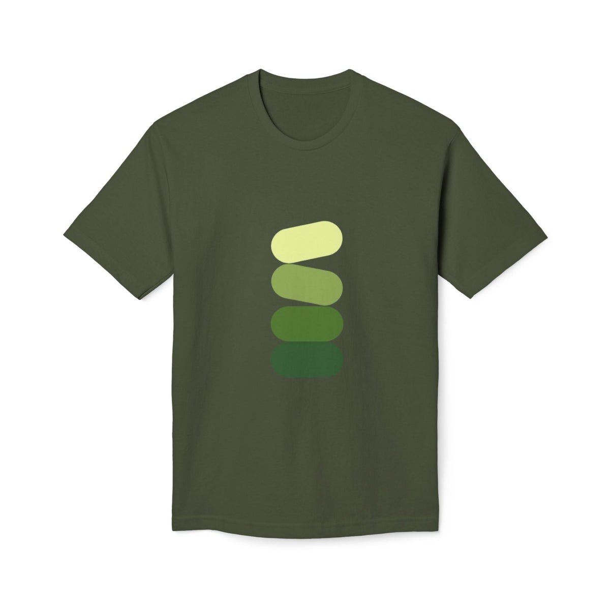 Minimal Green Stack T-Shirt — Abstract Stacked Stones Graphic Printify