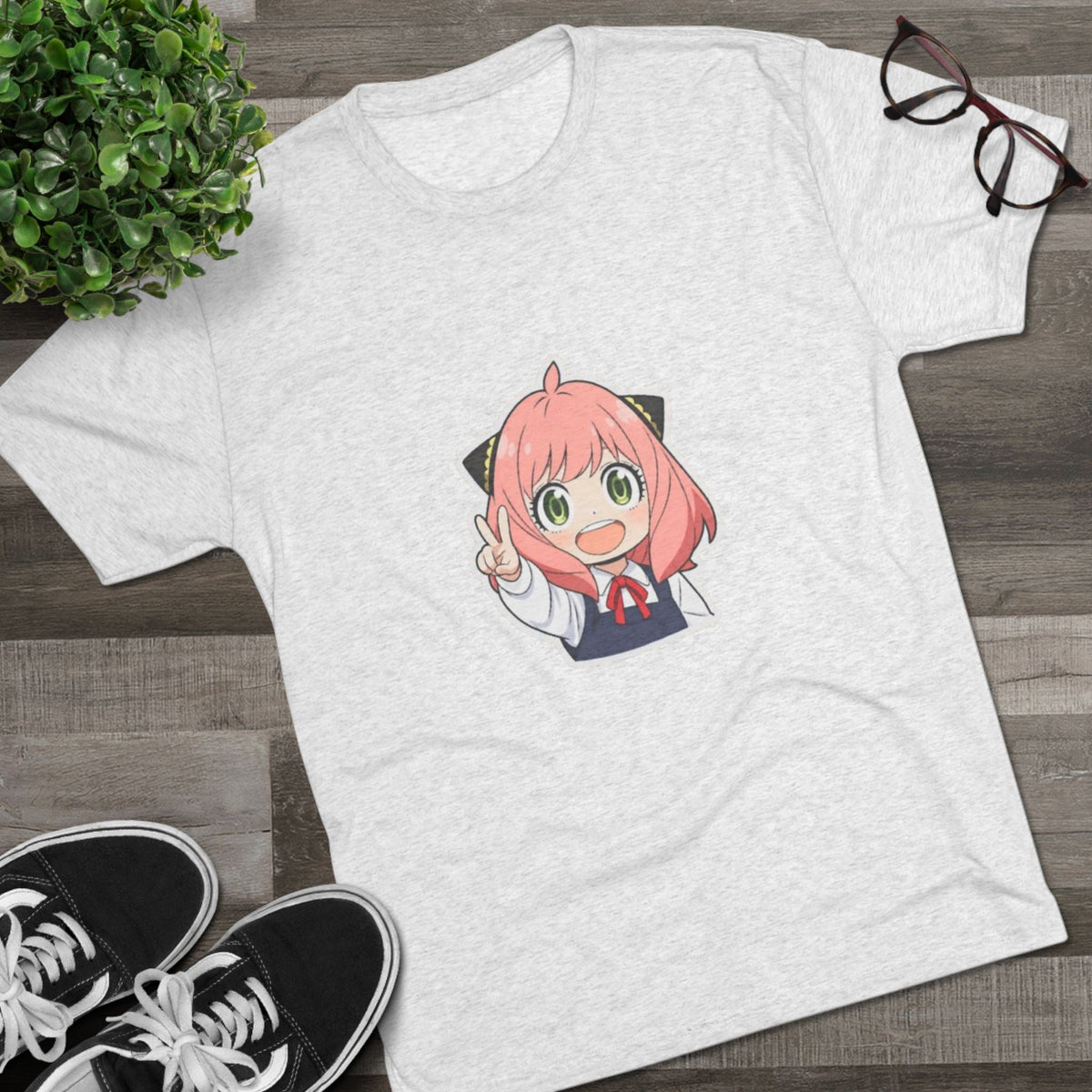 Anime Girl Character Tee – Cute Pink-Haired Spy x Family Style Shirt Printify
