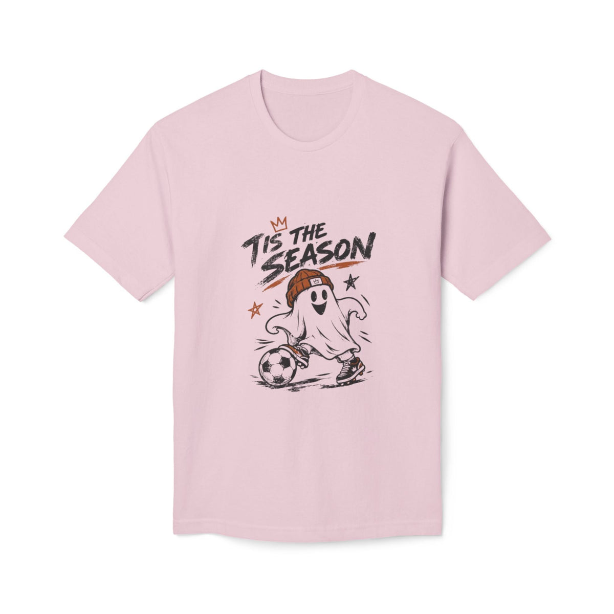 T-Shirt — "'Tis the Season" Soccer Ghost Graphic Tee Printify
