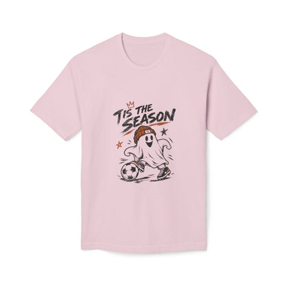 T-Shirt — "'Tis the Season" Soccer Ghost Graphic Tee Printify