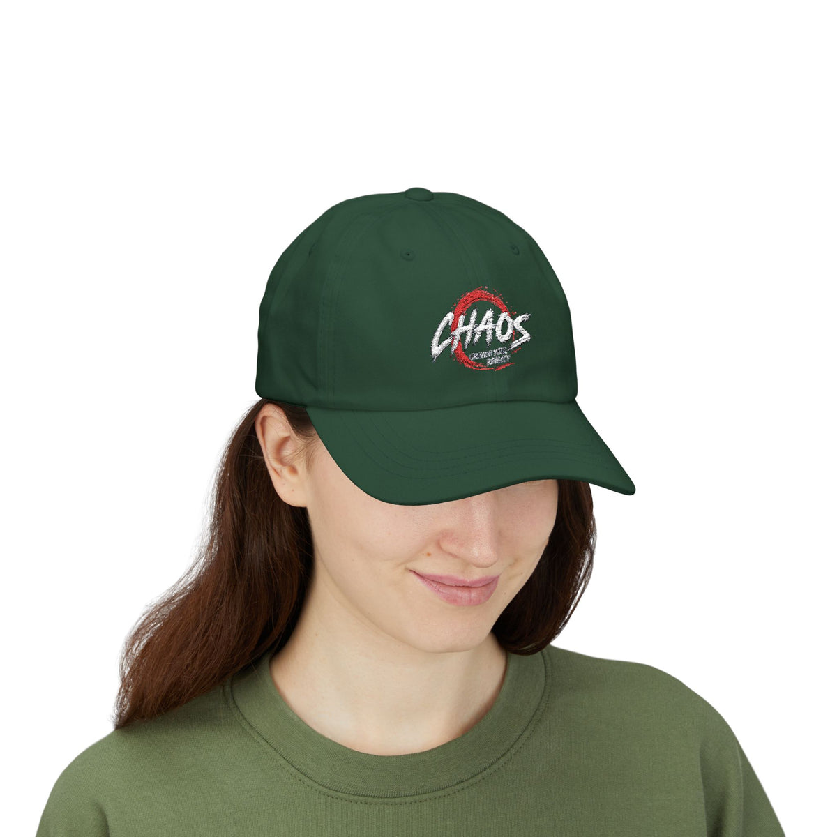 Chaos Dad Cap – Vintage Brushstroke Logo Baseball Hat Printify