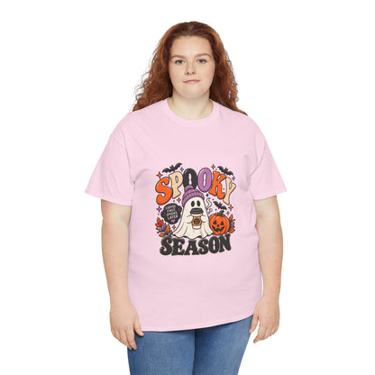 Spooky Season Halloween T-Shirt — Cute Ghost, Pumpkin & Bat Graphic Tee Printify