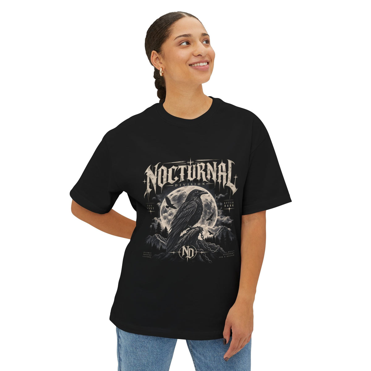 Nocturnal Raven Tee — Gothic Crow Graphic T-Shirt Printify