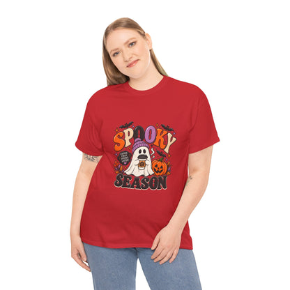 Spooky Season Halloween T-Shirt — Cute Ghost, Pumpkin & Bat Graphic Tee Printify