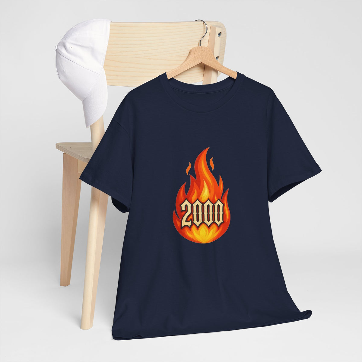 2000 Flame Graphic Tee — Retro Y2K Flame Shirt Printify