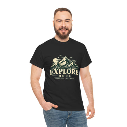 Explore More Mountain T-Shirt — Adventure Outdoors Tee ("Explore More" Design) Printify