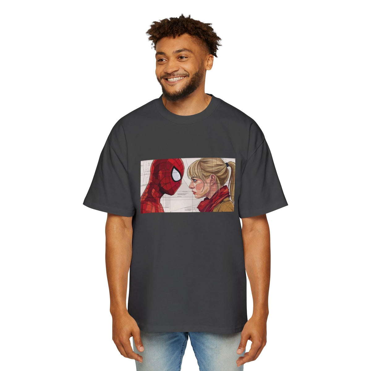 Graphic Tee — Romantic Superhero Front & Web-Swing Back Printify