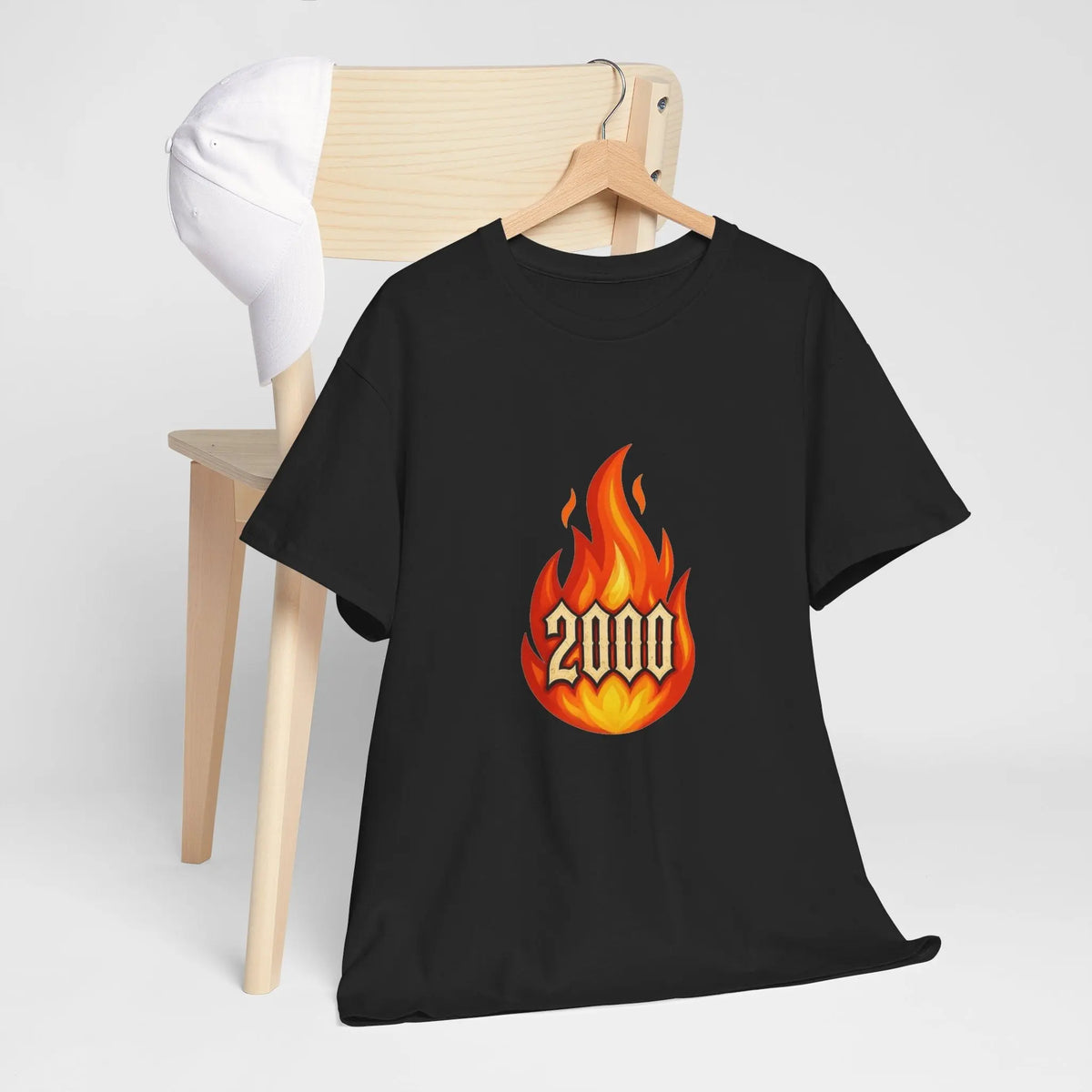 2000 Flame Graphic Tee — Retro Y2K Flame Shirt Printify