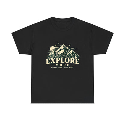 Explore More Mountain T-Shirt — Adventure Outdoors Tee ("Explore More" Design) Printify
