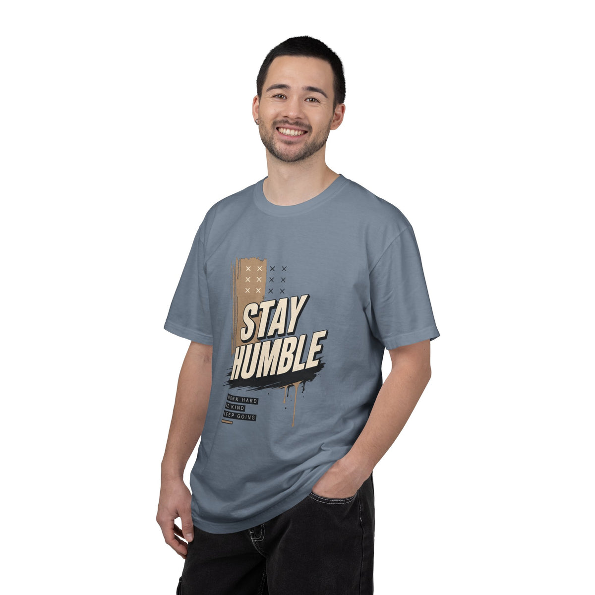 Stay Humble T-Shirt — Vintage Military Green Graphic Tee Printify