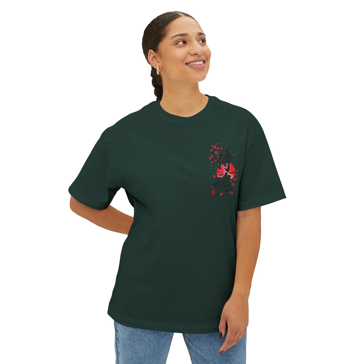 Samurai Spirit Tee — Japanese Calligraphy Chest Print Printify