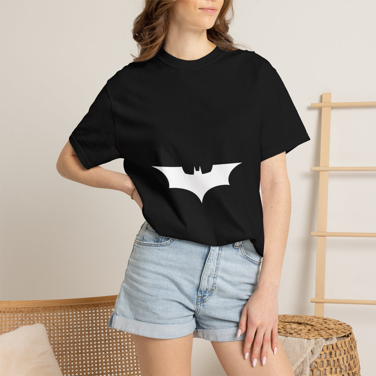 Bat Emblem T-Shirt — Minimalist Gothic Graphic Tee Printify