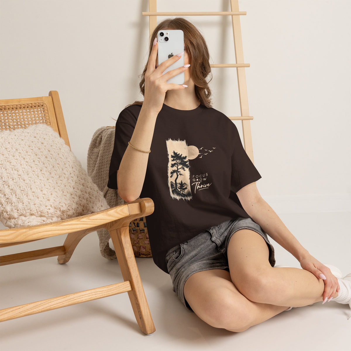 T-Shirt — Focus Grow Thrive Nature Graphic Tee Printify