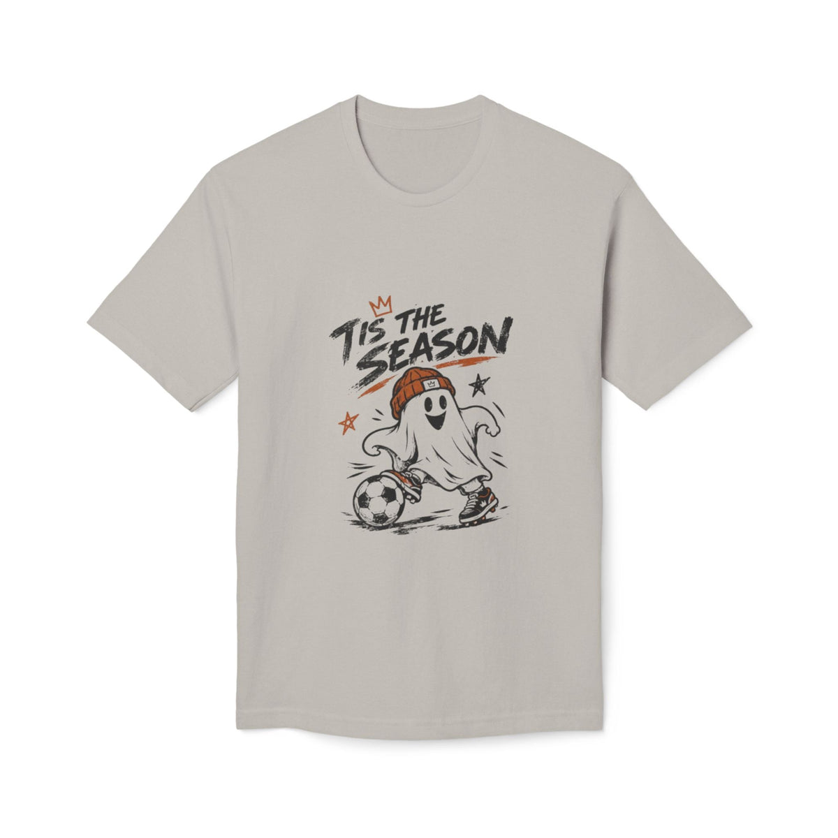 T-Shirt — "'Tis the Season" Soccer Ghost Graphic Tee Printify