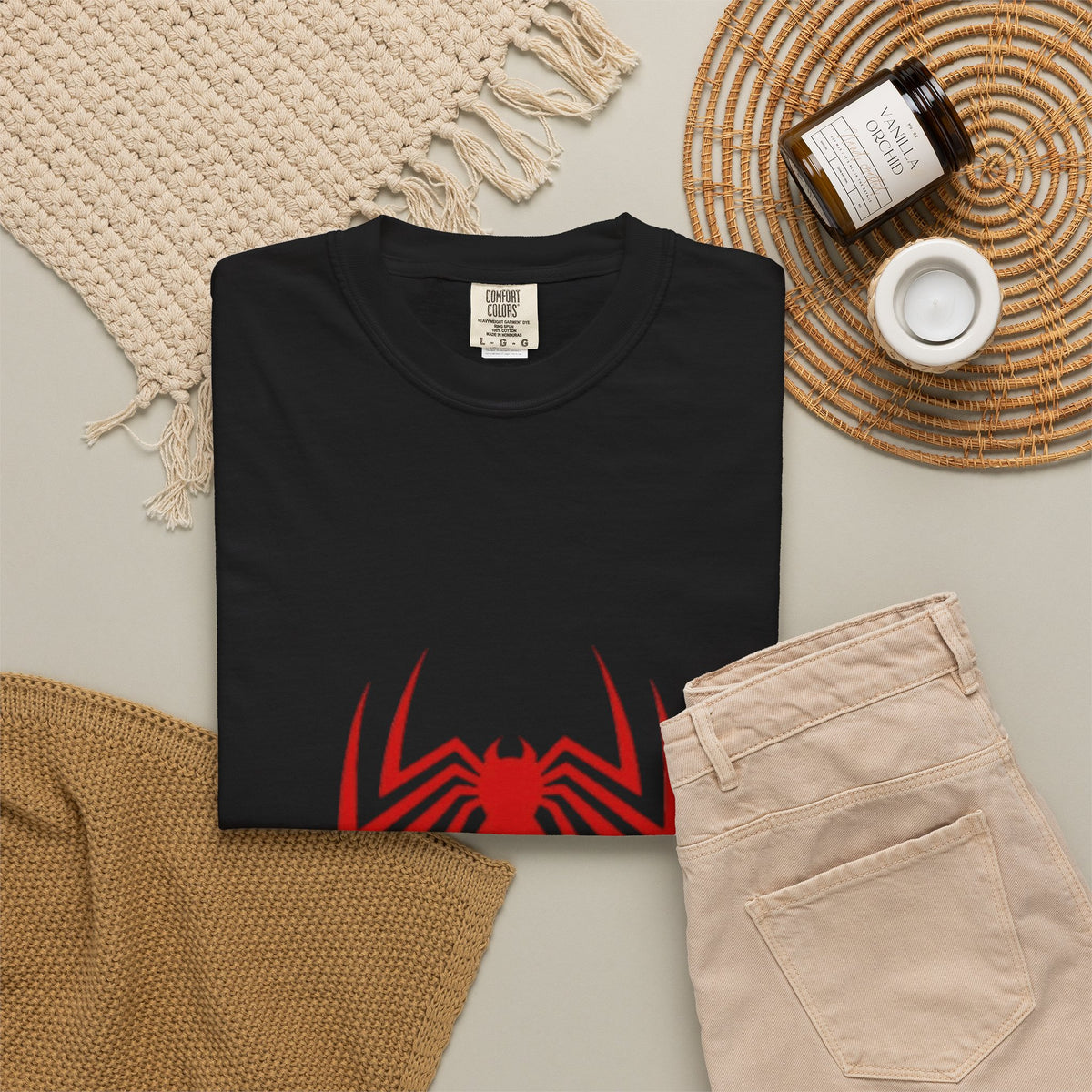 Spider Emblem T‑Shirt — Red Arachnid Graphic Tee Printify