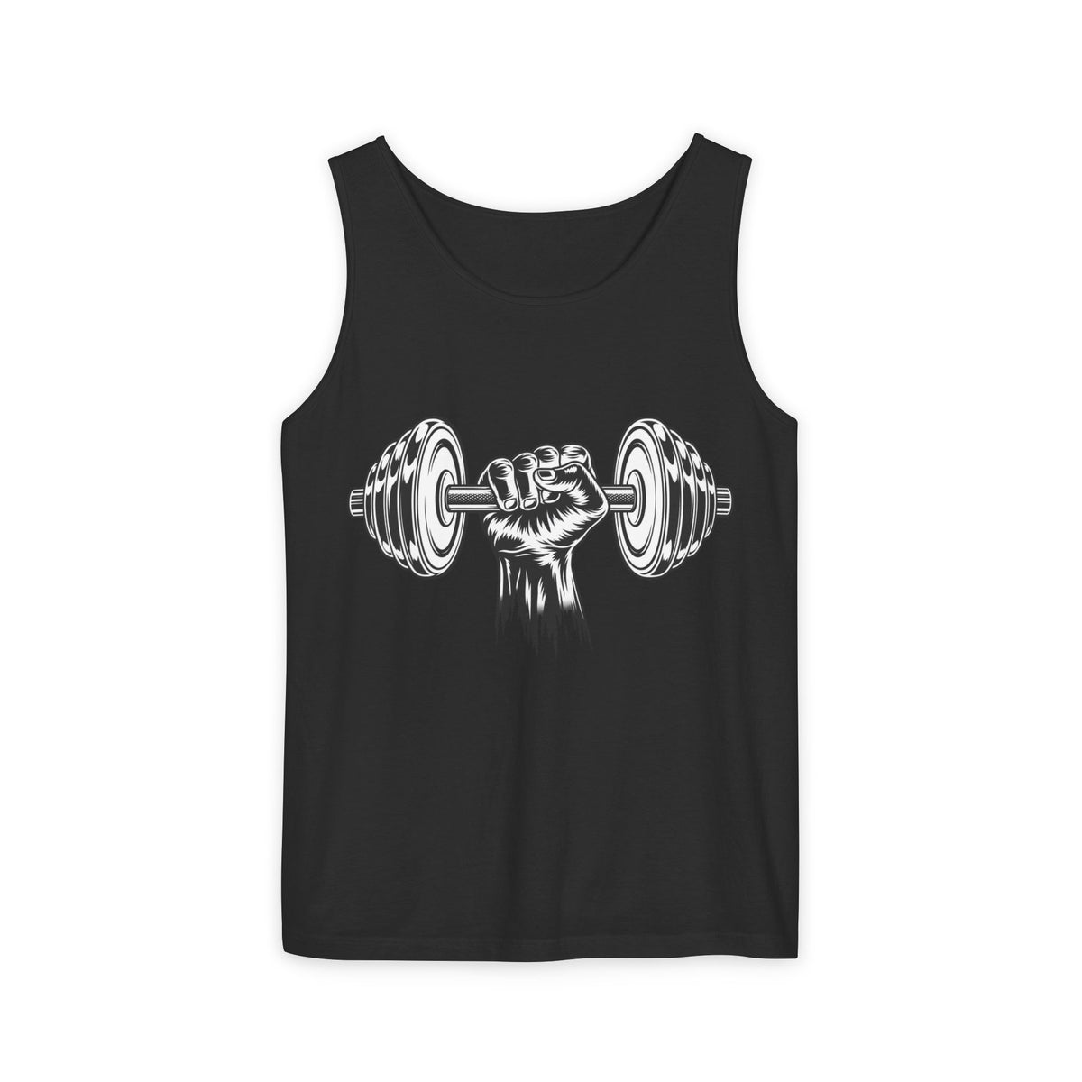 Weightlifting Fist Tank Top — Dumbbell Gym Muscle Workout Tank Printify