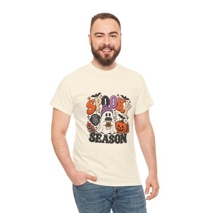 Spooky Season Halloween T-Shirt — Cute Ghost, Pumpkin & Bat Graphic Tee Printify