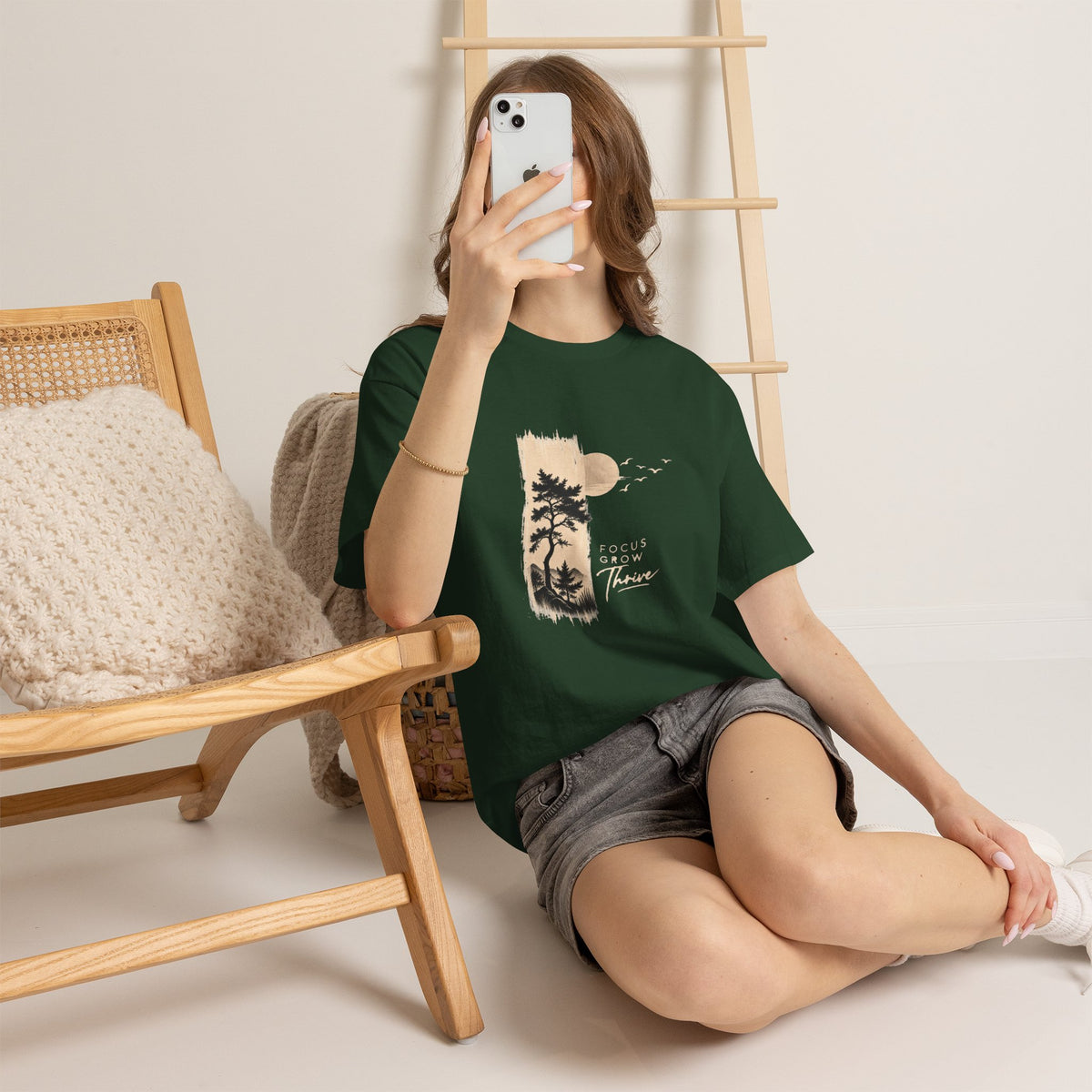 T-Shirt — Focus Grow Thrive Nature Graphic Tee Printify