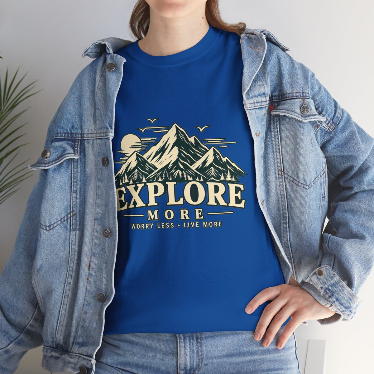 Explore More Mountain T-Shirt — Adventure Outdoors Tee ("Explore More" Design) Printify