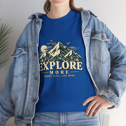 Explore More Mountain T-Shirt — Adventure Outdoors Tee ("Explore More" Design) Printify