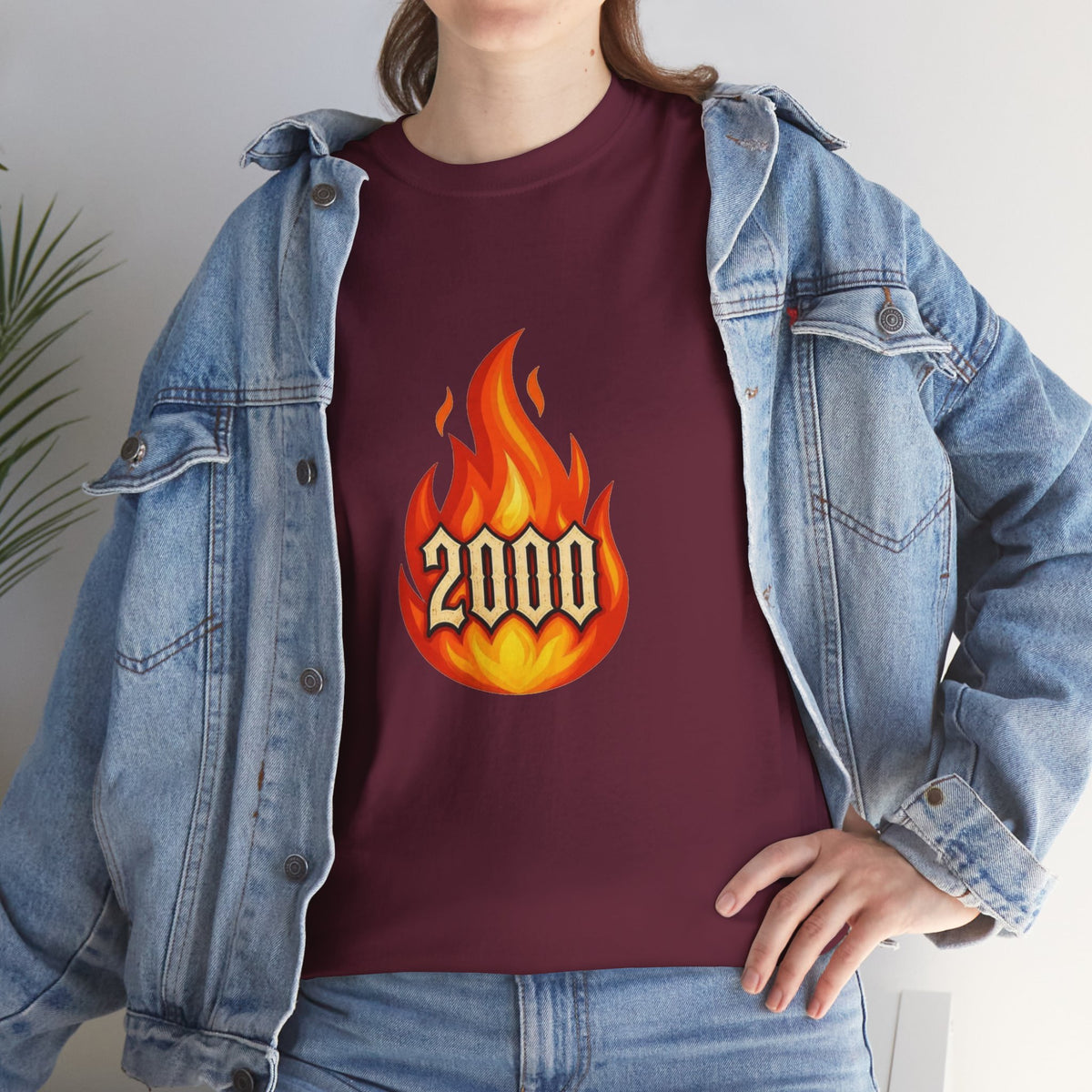 2000 Flame Graphic Tee — Retro Y2K Flame Shirt Printify