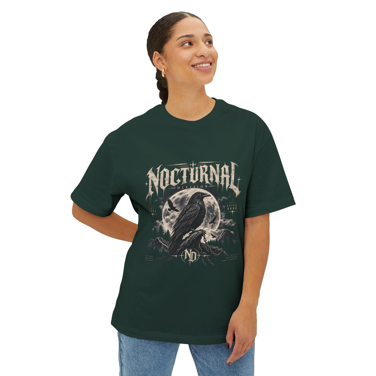 Nocturnal Raven Tee — Gothic Crow Graphic T-Shirt Printify