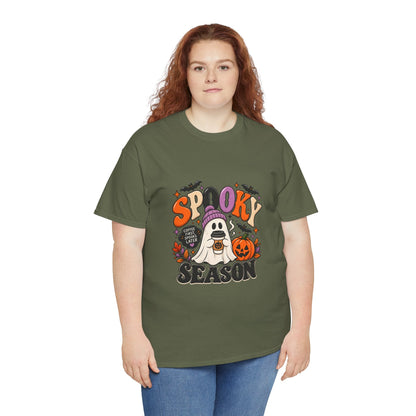 Spooky Season Halloween T-Shirt — Cute Ghost, Pumpkin & Bat Graphic Tee Printify
