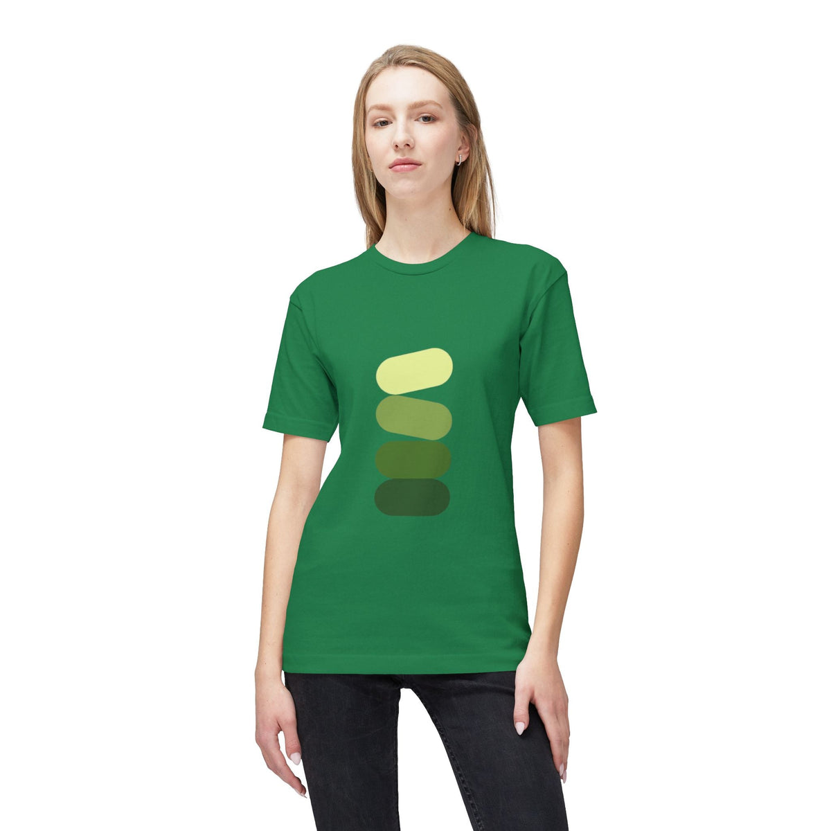 Minimal Green Stack T-Shirt — Abstract Stacked Stones Graphic Printify