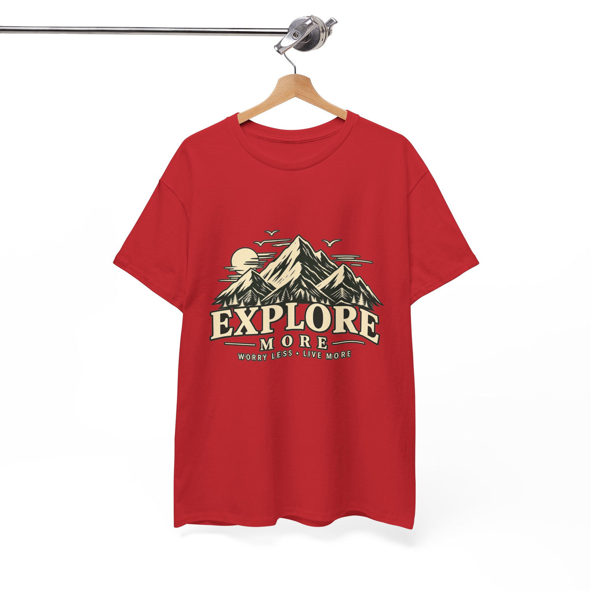 Explore More Mountain T-Shirt — Adventure Outdoors Tee ("Explore More" Design) Printify