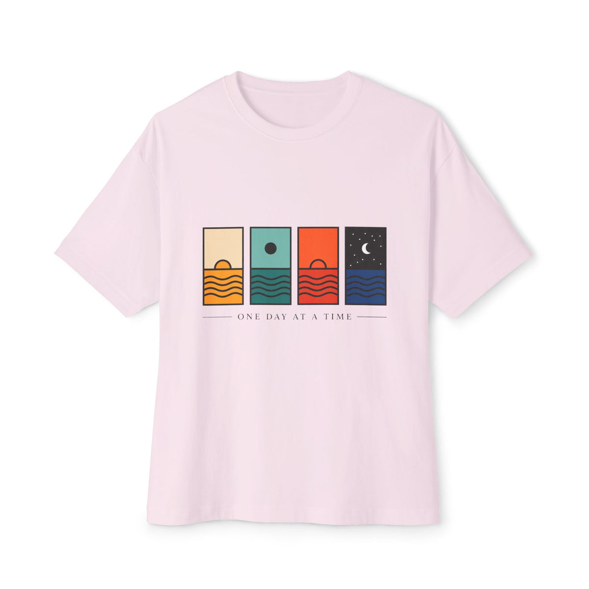 Day & Night Minimalist Graphic Tee — "One Day at a Time" Printify