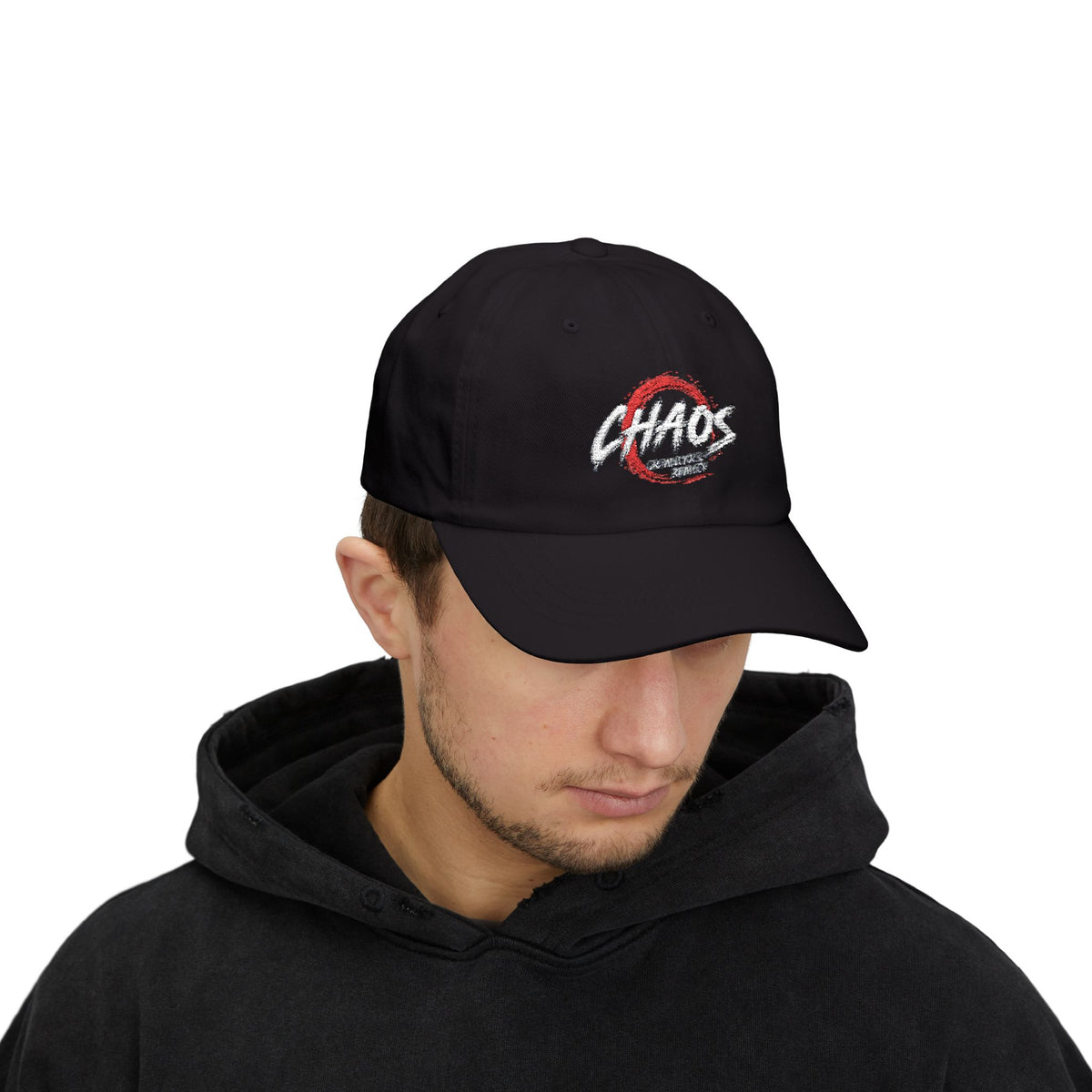 Chaos Dad Cap – Vintage Brushstroke Logo Baseball Hat Printify