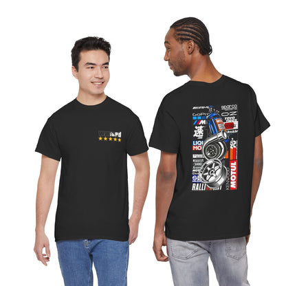 Racing Wheels Tee — Motorsport Logo Graphic T-Shirt Printify