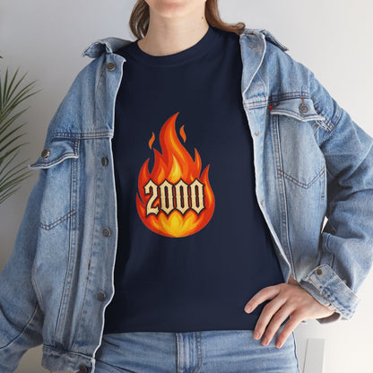 2000 Flame Graphic Tee — Retro Y2K Flame Shirt Printify