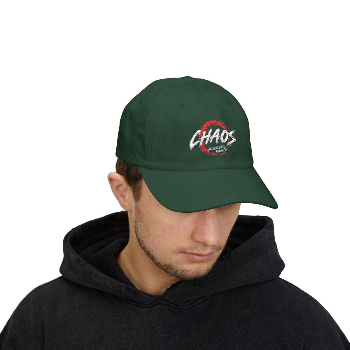 Chaos Dad Cap – Vintage Brushstroke Logo Baseball Hat Printify