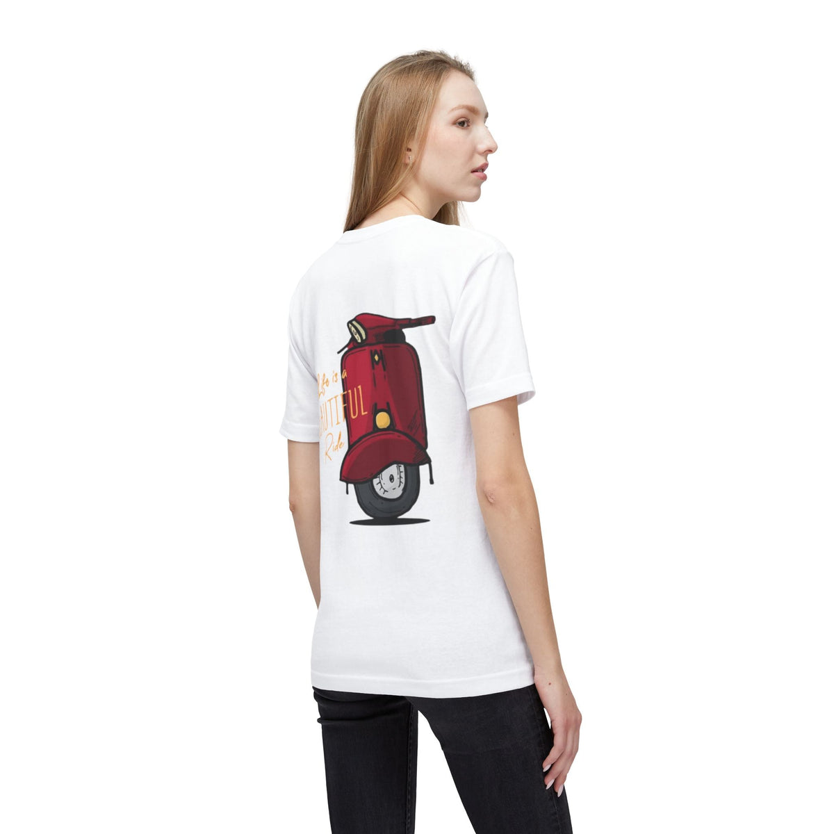 Life Is a Beautiful Ride Scooter T-Shirt — Vintage Red Vespa Graphic Tee Printify