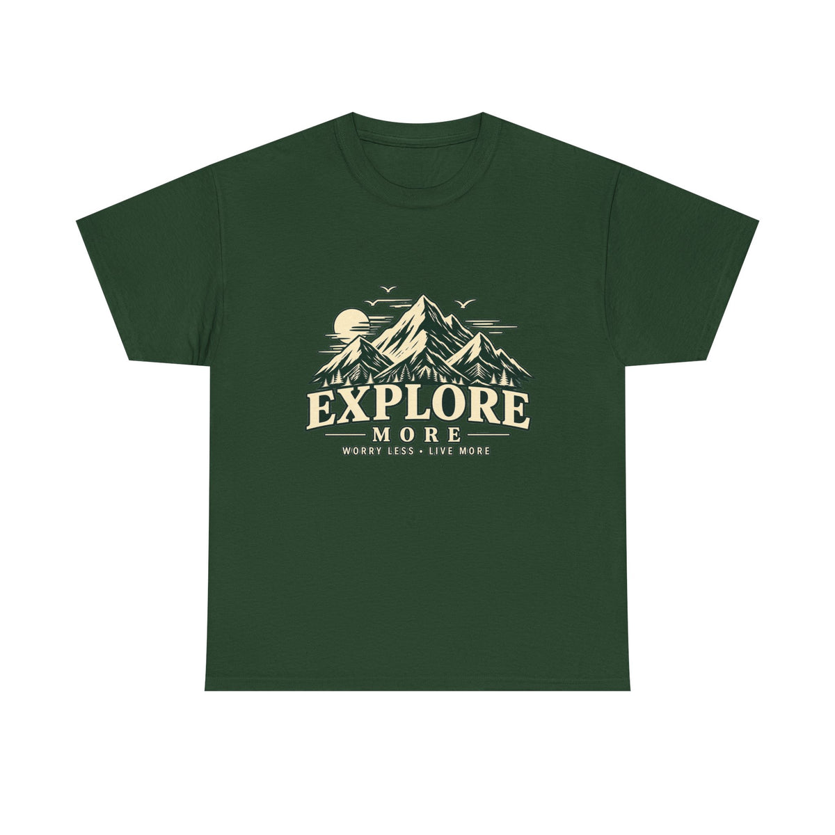 Explore More Mountain T-Shirt — Adventure Outdoors Tee ("Explore More" Design) Printify